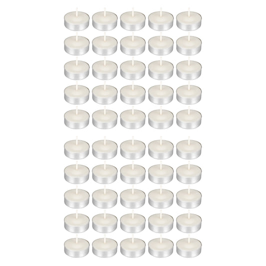 Mega Candles 50 pcs Unscented White Tea Lights Candles, Pressed Wax Candle 3.5 Hour Burn Time, Home Décor, Wedding Receptions, Occasions, Festivities, Events, Meditations, Spa, Prayers, Vigil