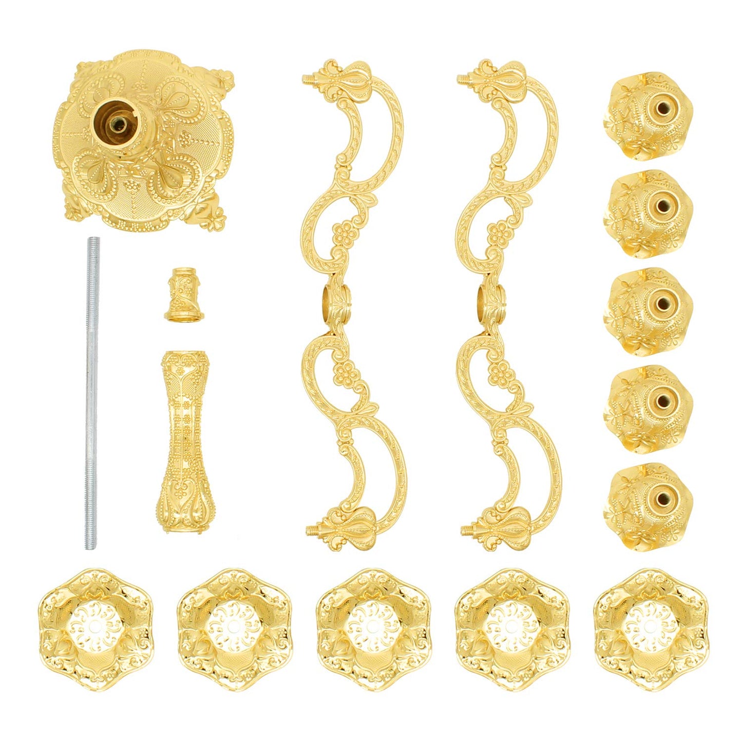 Dorlotou Metal Candelabra 5-Candle 10.1 Inch Tall Candle Holder Stick for Home Wedding Event and Party Festival,Gold