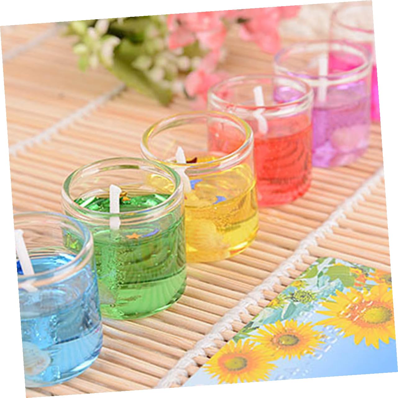 TOVINANNA 6pcs Romantic Gel Wax Candles for Valentine's Day Candlelight Dinner Portable and Evenly Burning Heart-Shaped Votive Candles for Birthdays