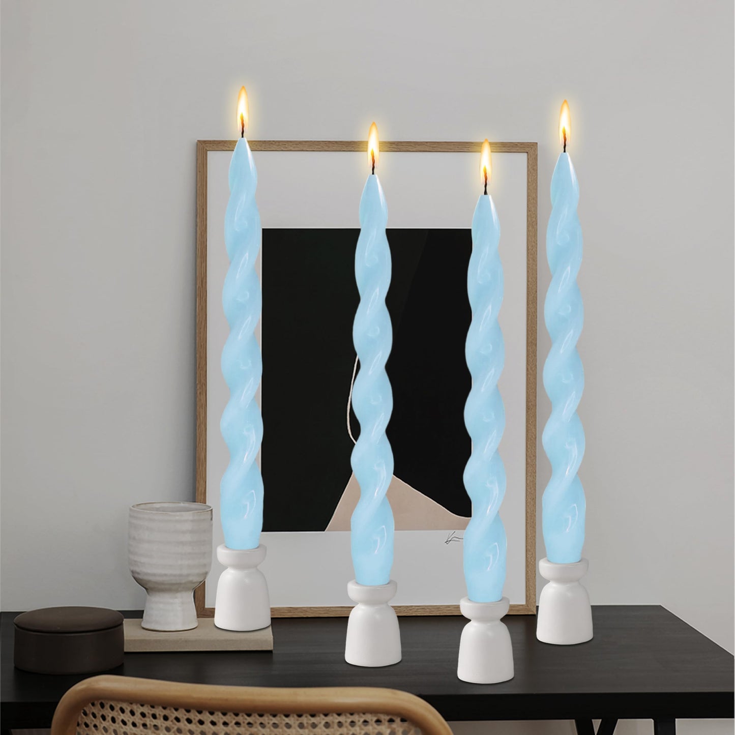 Blue Candlesticks Spiral Taper Candle Twisted Candle Sticks Long Tapered Candles Unscented Candle for Home Decoration Holiday Wedding Party