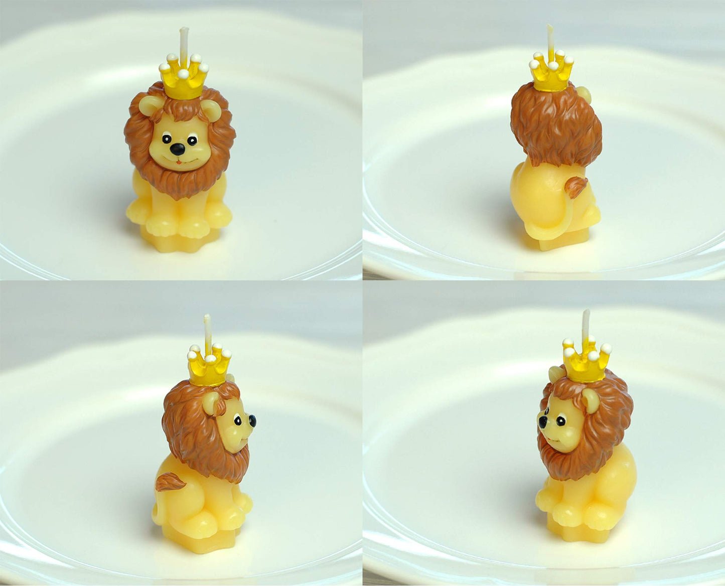 FLYPARTY Children's Birthday Candles with Greeting Card,Handmade Adorable Cute Animal Baby Shower Cake Topper Candle, Wedding Festival Zoo Theme Party Favors Decorations (Lion)