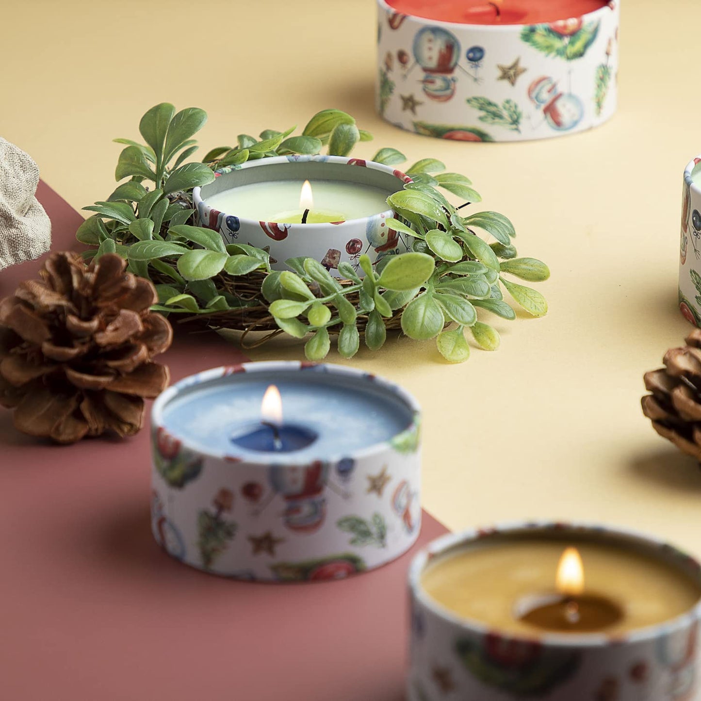 Hearth & Harbor Tin Candle Jars for Making Candles - DIY Candle Containers with Lids - Metal Candle Jars - Bulk Tins Storage for Candle - (24 Pieces) - (8 Ounces) - Solid Christmas