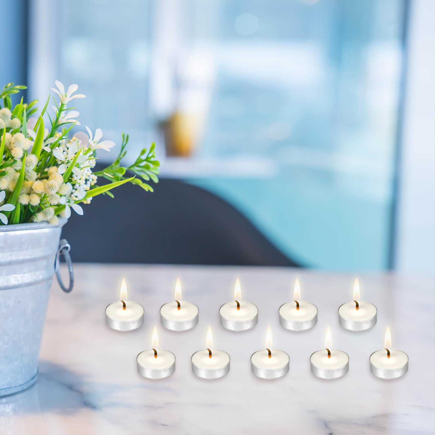 Mega Candles 50 pcs Unscented White Tea Lights Candles, Pressed Wax Candle 3.5 Hour Burn Time, Home Décor, Wedding Receptions, Occasions, Festivities, Events, Meditations, Spa, Prayers, Vigil