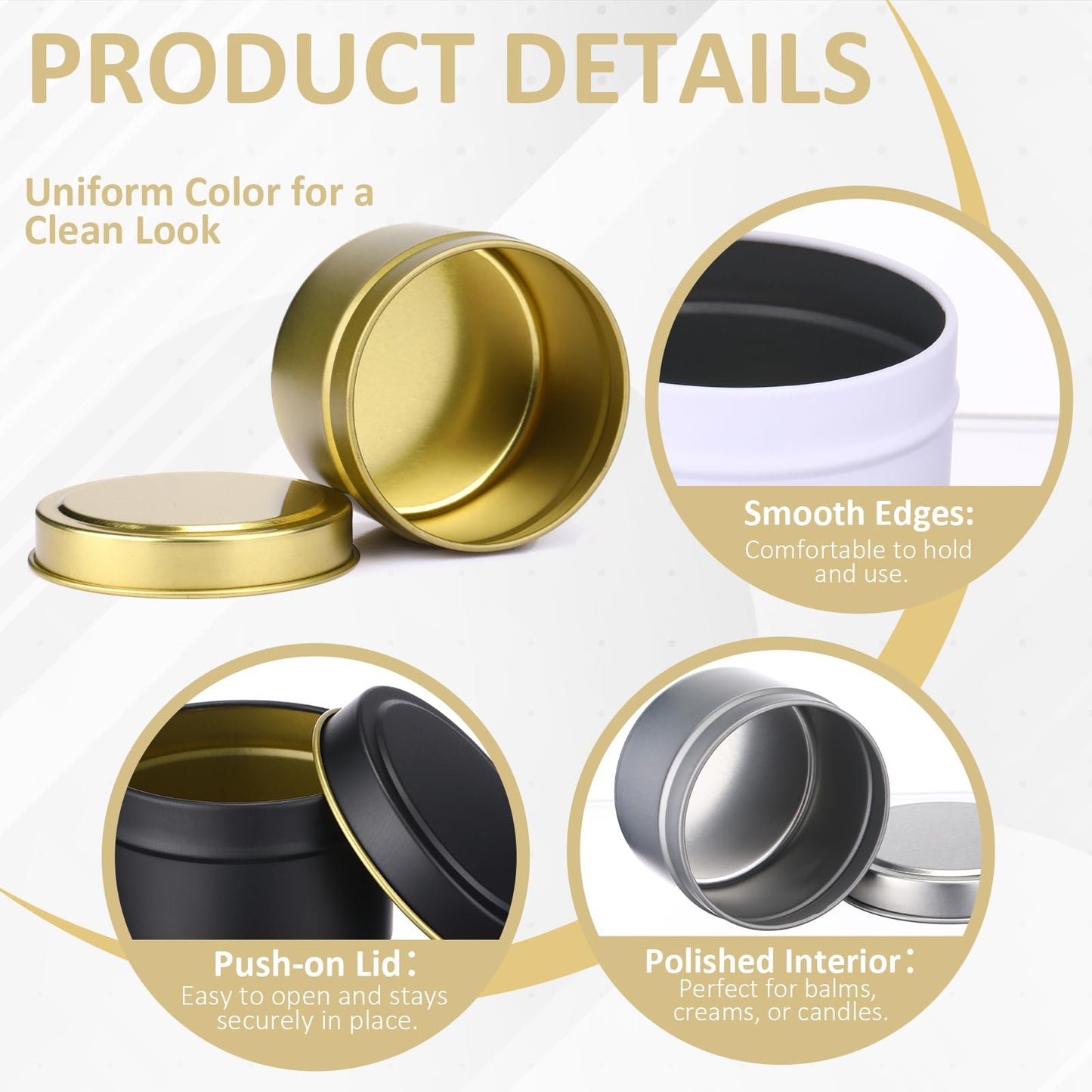 Moxweyeni 100 Pcs 4oz Candle Tins with Lids DIY Metal Wax Container Tins Bulk Empty Round Containers for Candle Making, Salves Candy Favors, Spices, Crafts, Christmas Gifts (4 Colors)
