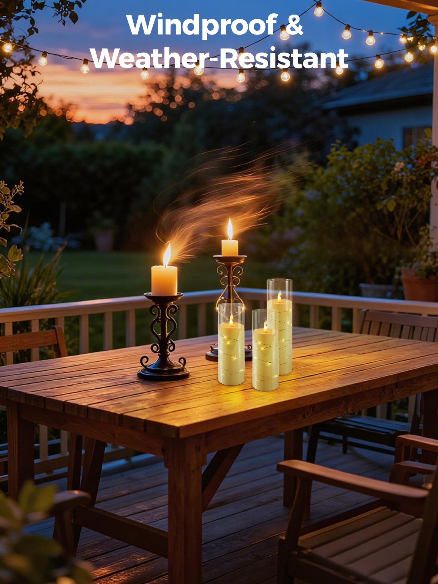 uuffoo 5 Pcs Flameless LED Candles with Timer Remote Flickering Flameless Candles with Embedded Star String, 3D Wick Acrylic Battery Operated LED Pillar Candles for Wedding Party Home Decor