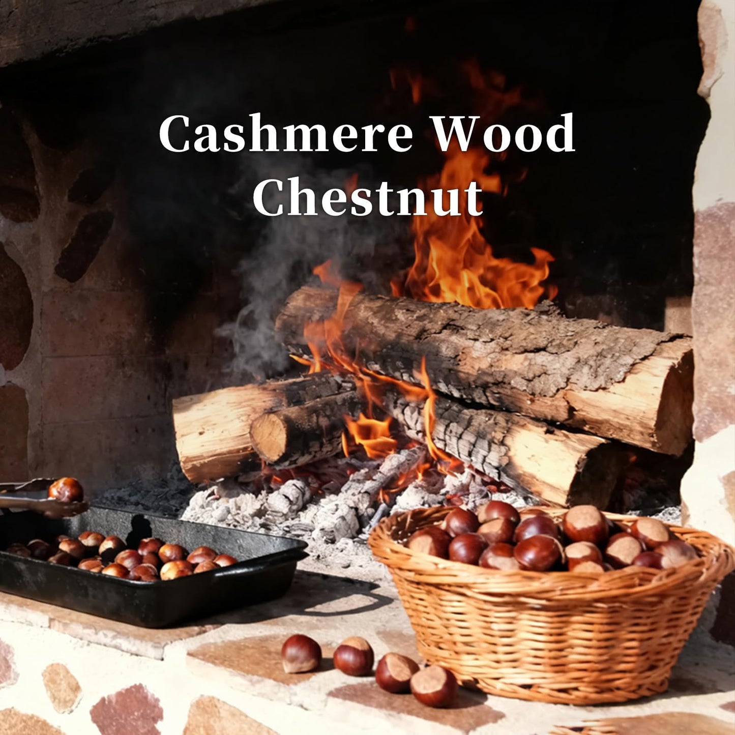 KRD Cashmere Wood Chestnut Candle, 6.4oz Strong Scented Candle, 42H Burn, Warm Woody Coconut Soy Wax Aromatherapy