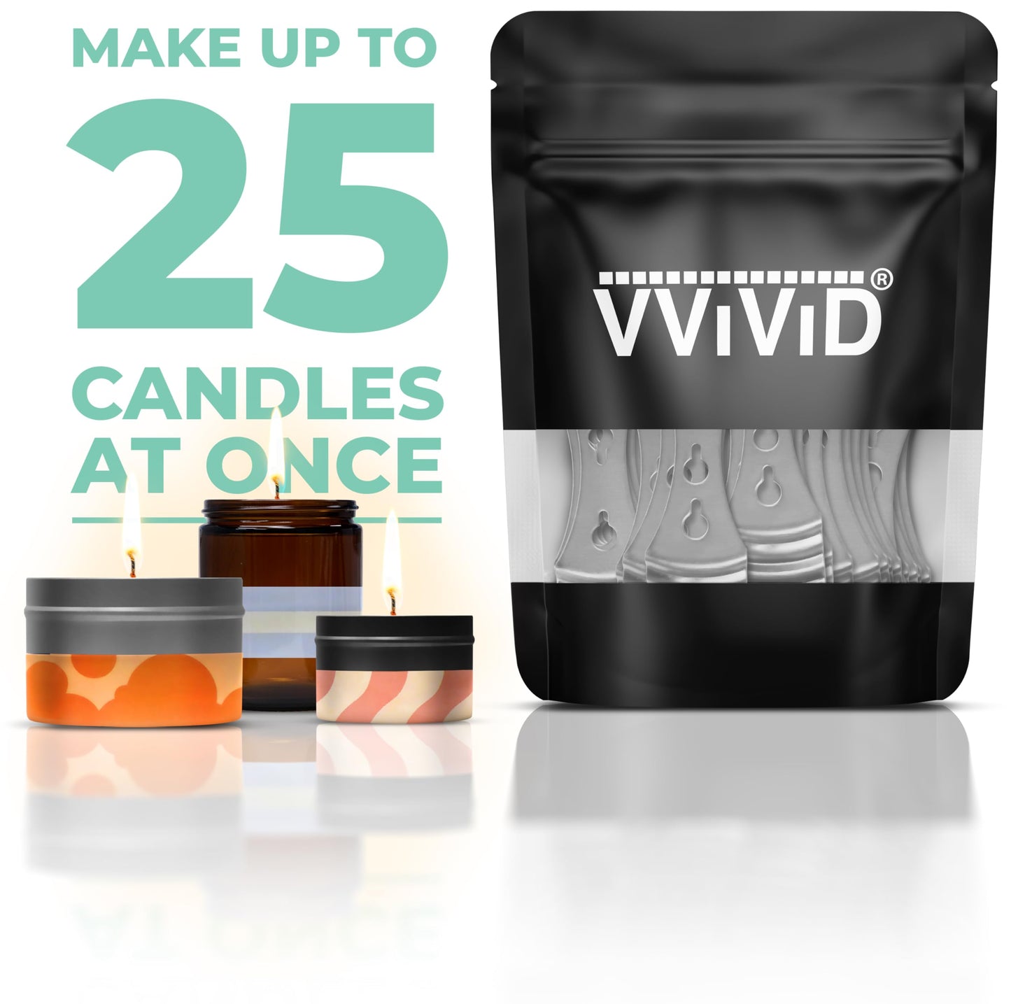 VViViD Candle Wicks, 120 pcs 6" Pre Waxed and Candle Wick Holders 25 pcs Bundle - M0