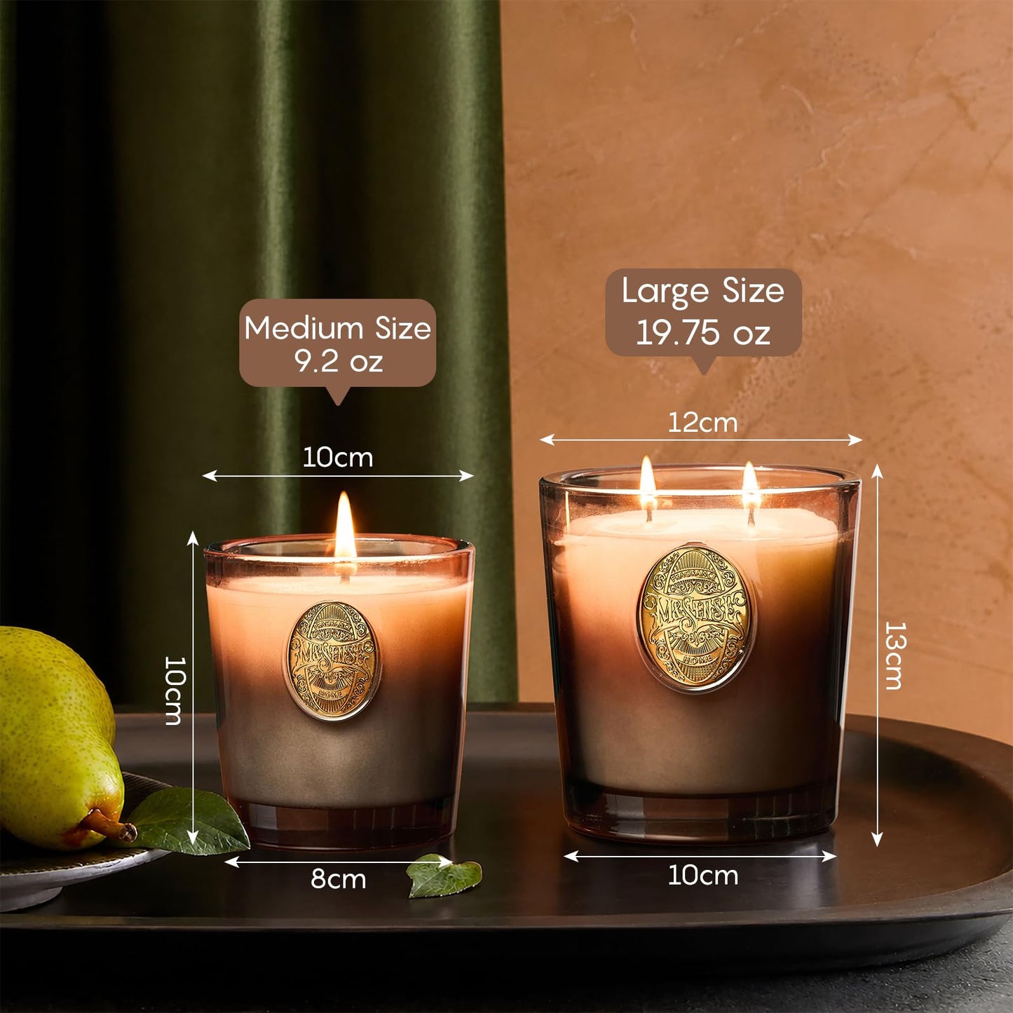 M&SENSE Natural Soy Candle | Mahogany Sandalwood & Black Brown | 9.2 oz, 50H Burn Time | Luxury Scented Candle for Relaxation, Gifting, Home Décor | Ideal for Bedroom, Office, Party Ambiance