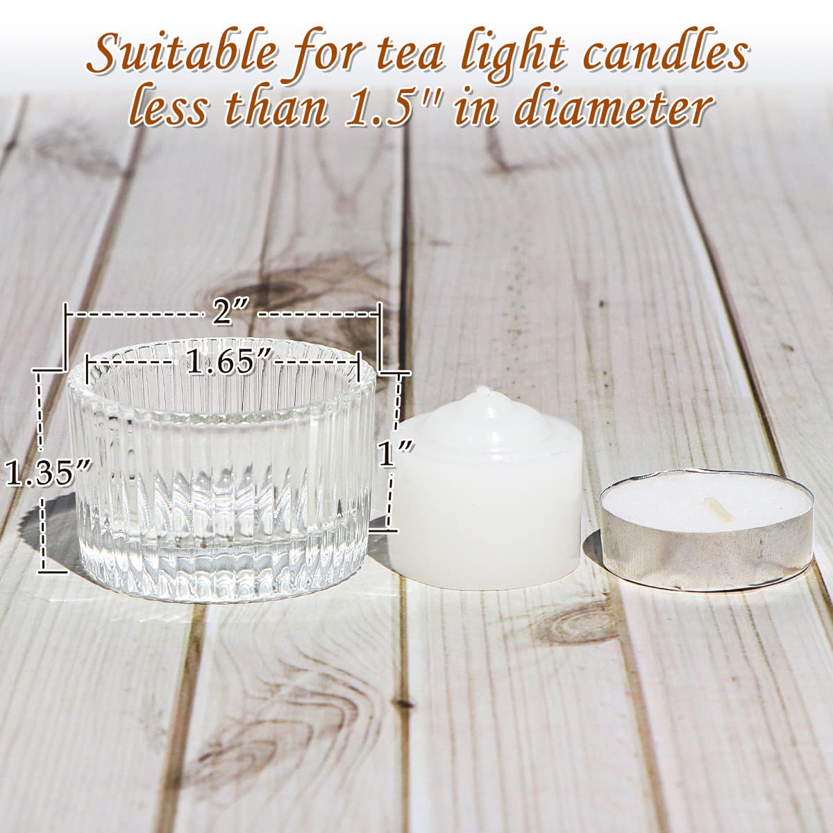 Lanttu Clear Tealight Candle Holder Set of 12, Small Votive Candle Holders for Wedding, Glass Tea Light Candles Holder for Party&Home Decor, Table Centerpiece (2''Dia*1.4''H)