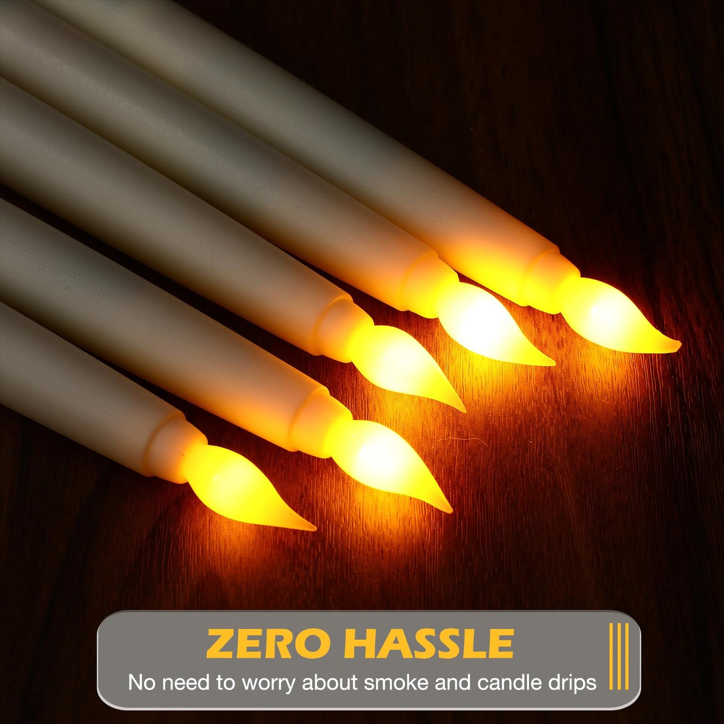 Tuanse 24 Pack 24 Pack Flameless Flicker Taper Candles Bulk with Remote and Timer, Battery Operated LED Warm White Taper Candles Light for Home Wedding Decoration Gifts (Beige,8 Inch)