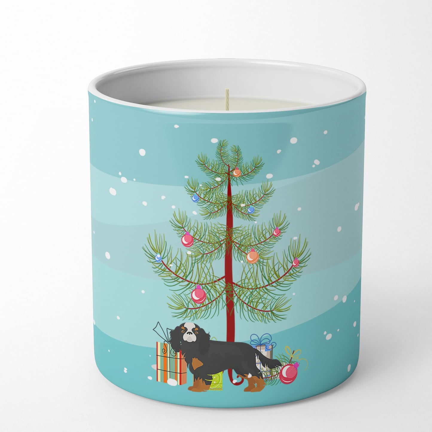 Caroline's Treasures CK3465CDL Cavalier King Charles Spaniel Christmas Tree 10 oz Decorative Soy Candle Nature Soy Wax Essential Oil Home Decor Ideal for Bedroom Kitchen Bath Office Gift, 10 oz