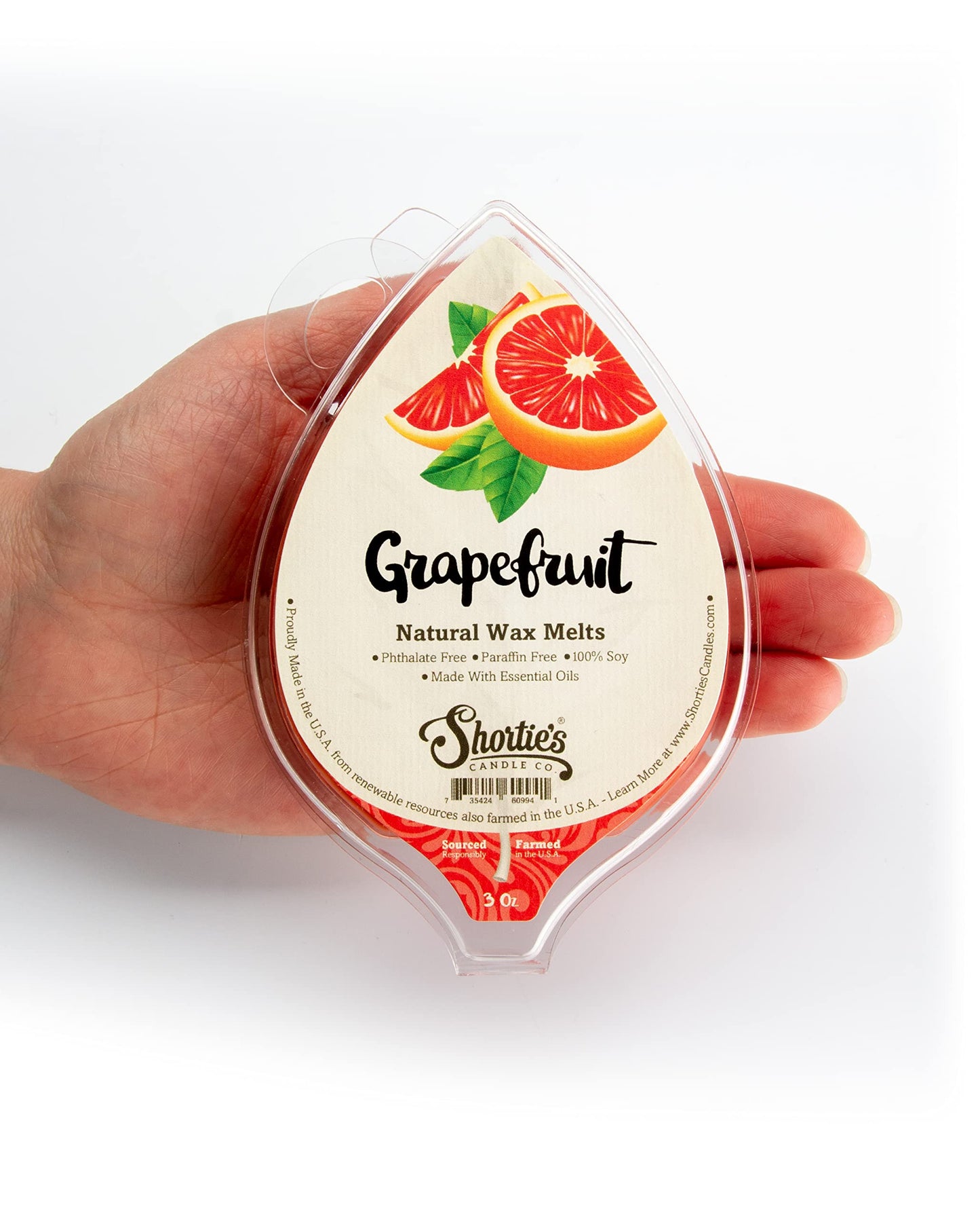 Shortie's Candle Company Grapefruit Natural Soy Wax Melts 3 Pack - 3 Highly Scented 3 Oz. Bars - Made with 100% Soy and Essential Fragrance Oils - Phthalate & Paraffin Free, Vegan, Non-Toxic