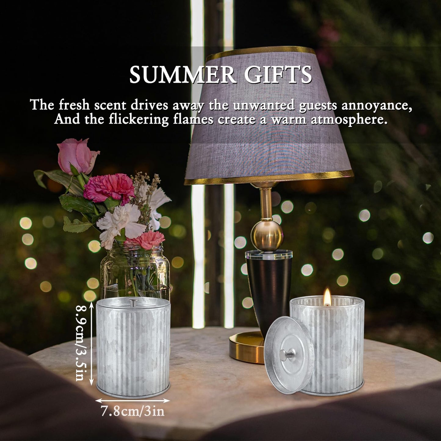 4Packs Citronella Candles Outdoor Indoor,Natural Soy Wax Scented Candles,Long Lasting Burning for Home Gardon Patio Balcony,Summer Gift,Silver 4oz