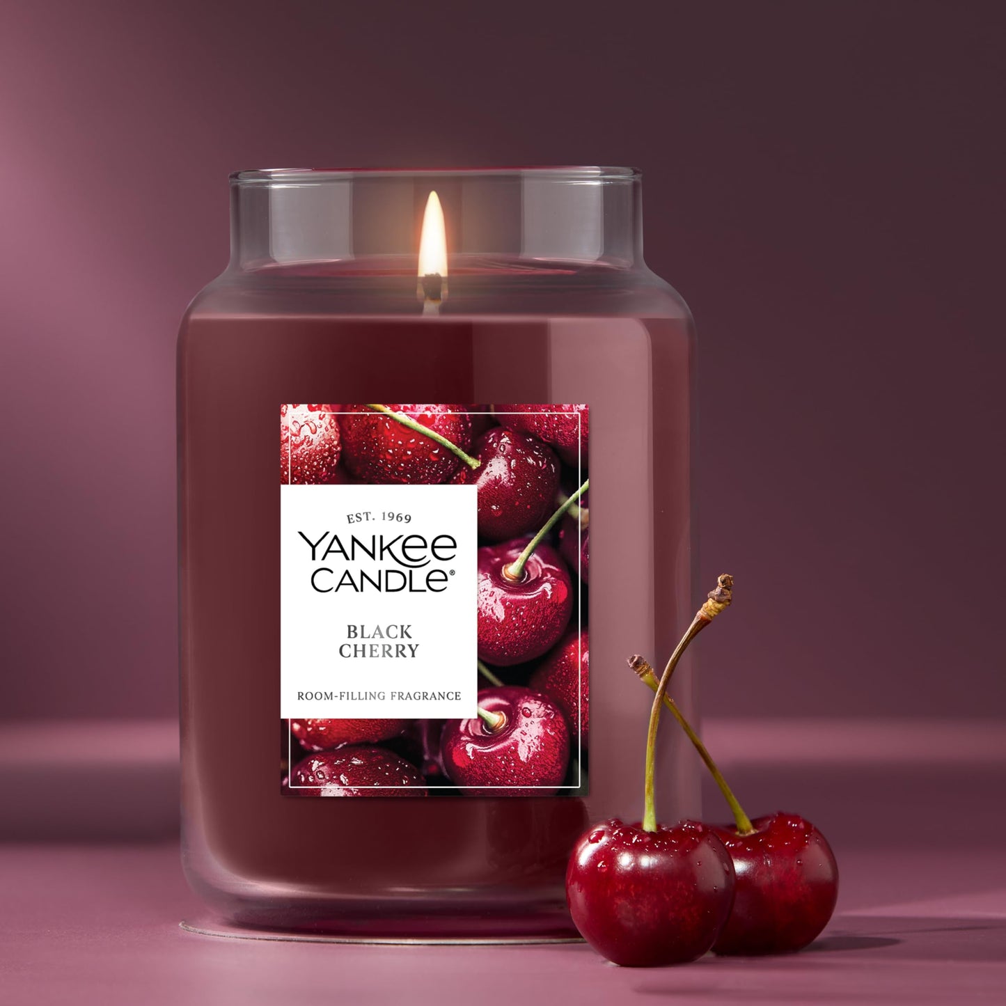 Yankee Candle Black Cherry Scented Candle, 22oz Large Jar with up to 150 Hour Burn Time, Giftable