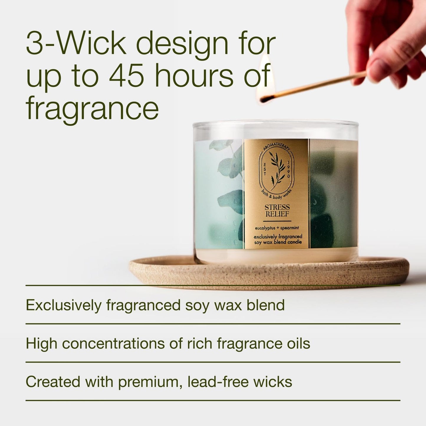 Bath & Body Works Eucalyptus Spearmint 3-Wick Candle - Scented Candle for At-Home Use - Long-Lasting, Room-Filling Fragrance - High Fragrance Oil Concentration - Soy Wax Blend
