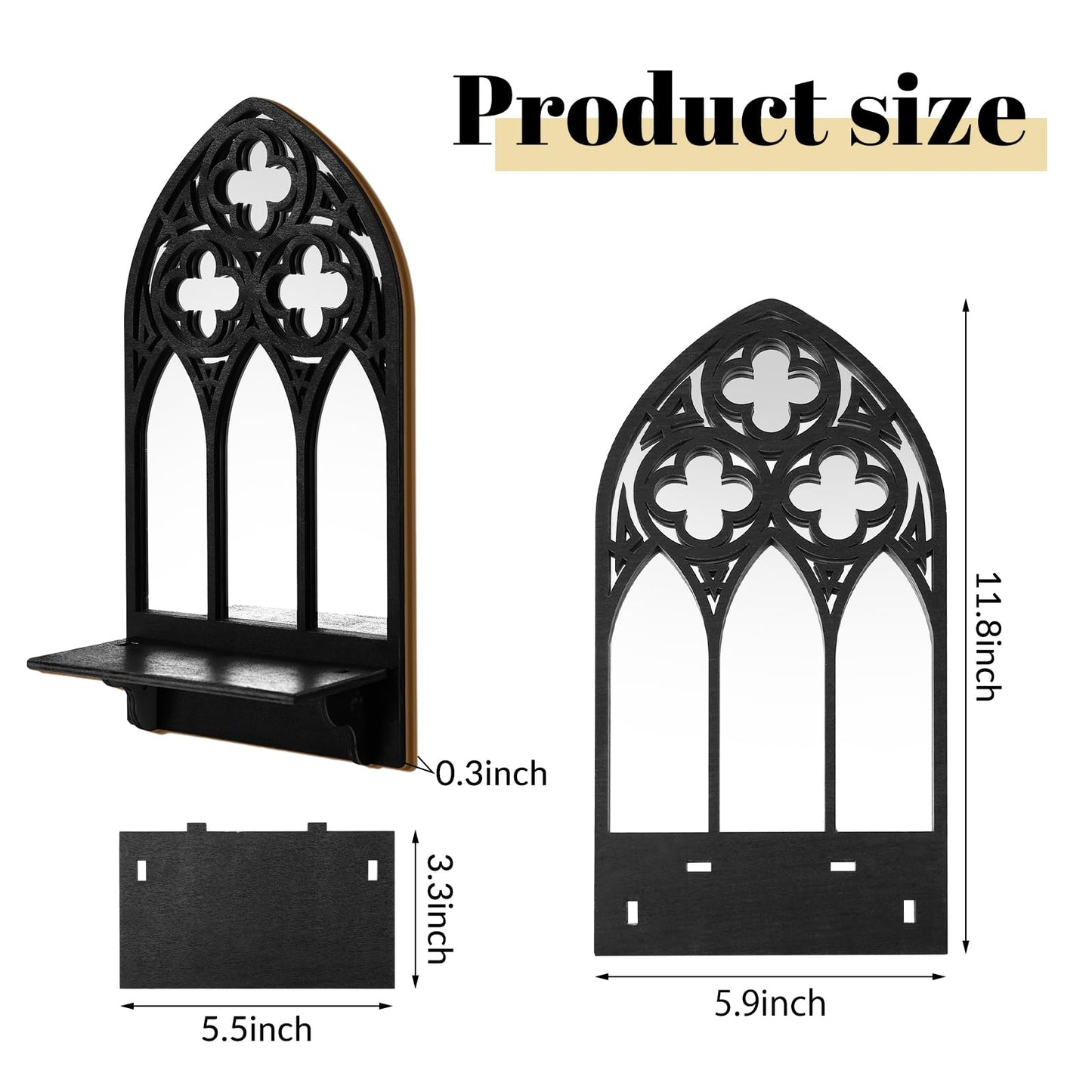 Gothic Sconces Wall Decor Set of 2, Arched Church Wall Sconces Decorative Gothic Wall Decor for Living Room, Bathroom, Dining Room
