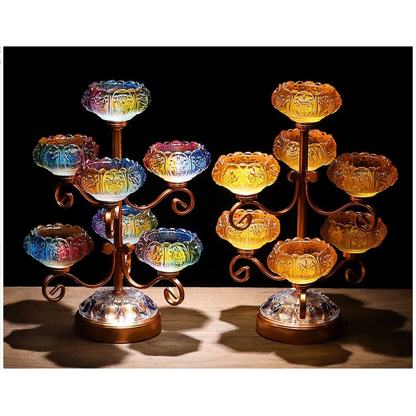 VALTEV Candle Holder Crystal Glass 10.6 Inch Lotus Candlesticks Holder, Creative Decoration Candlesticks for Home Decoration Candle Stand Wedding Gift Idea Candle Holder for Table (Size : Gold)