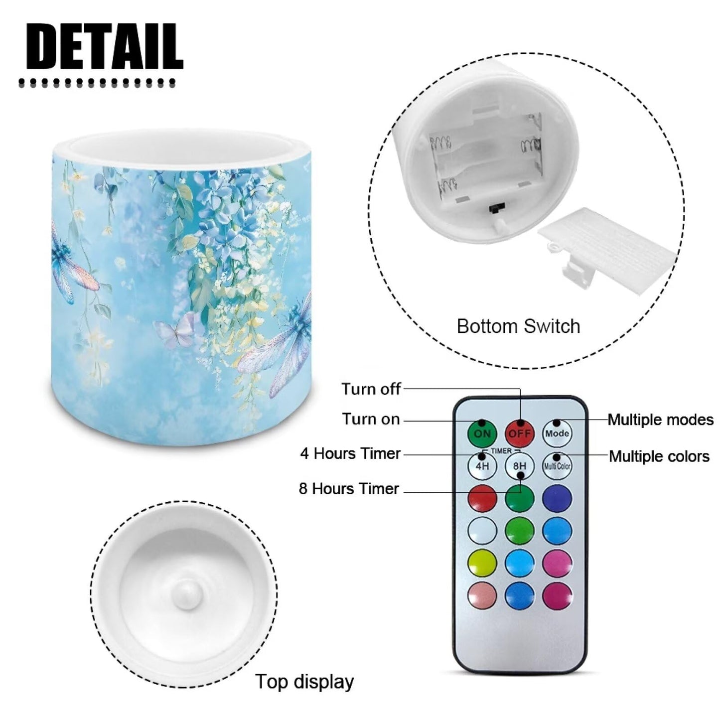 Cozeyat Sky Blue Flameless Candles 4 Pack Battery Operated LED Pillar Candles with Remote Control Timer Waterproof for Indoor Outdoor Use