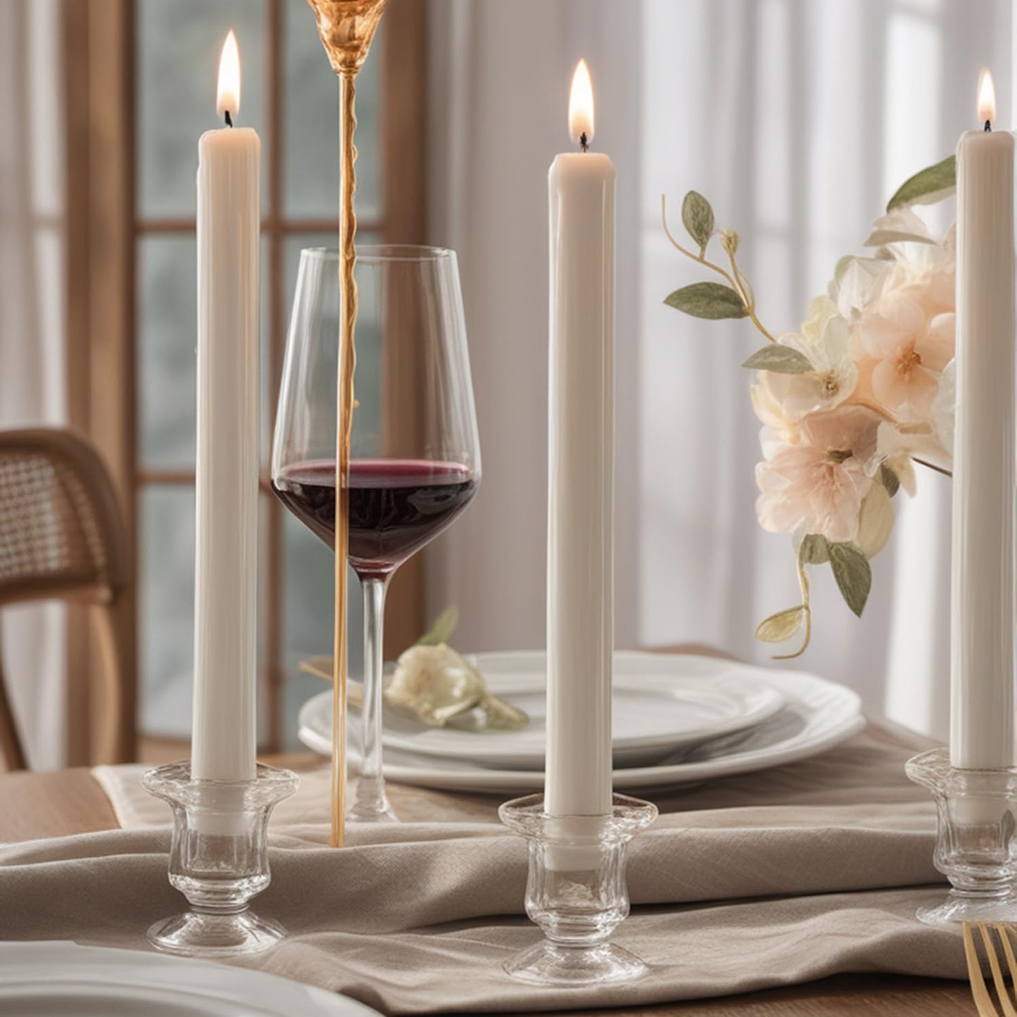 BTGLLAS Candlestick Holders - 6 Pack Glass Candlestick Holders, 2.36" Height Clear Taper Candle Holders for Candlesticks, Small Centerpiece for Wedding, Festival, Party Decor (6, Clear)
