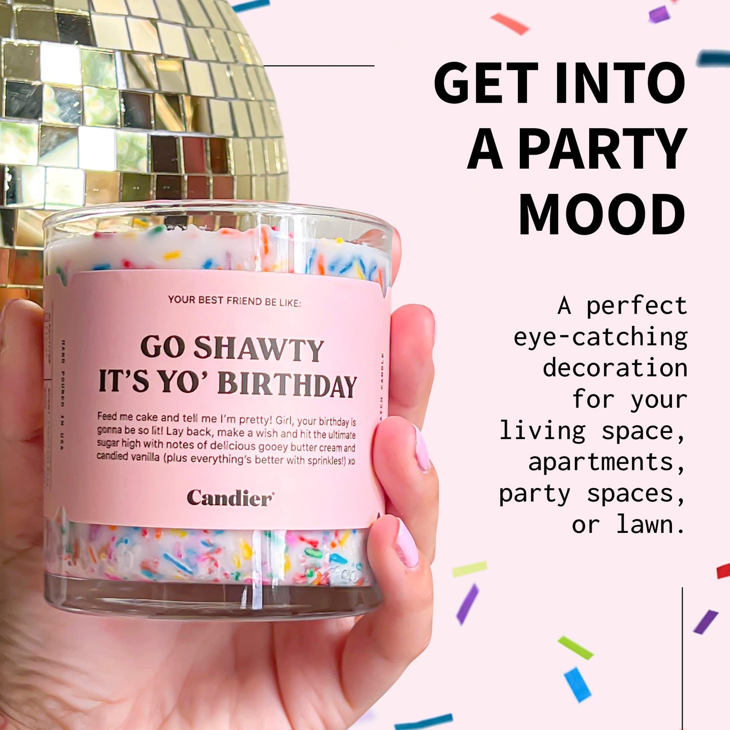 Birthday Cake Scented Candle, Natural Soy Candle with Birthday Cake & Buttercream Notes, Aromatherapy for Relaxation, Unique Candles Gifts for Women, 60-Hour Burn Time - Candier by Ryan Porter
