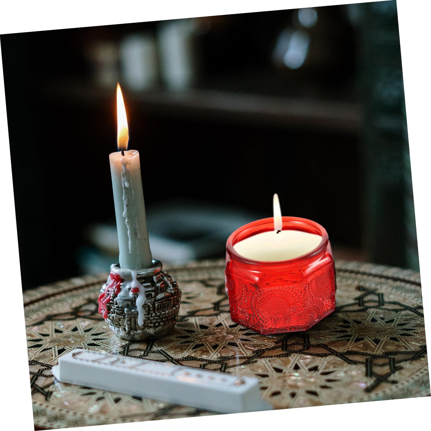 jojofuny 14pcs Glass Candle Containers Lids Embossed Jar Lids for Modern Decor Reusable Storage Can for Candle Making for DIY Gifts