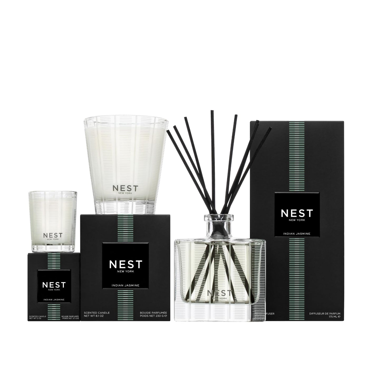 NEST New York Scented Votive Candle, Indian Jasmine - 2 oz - Up to 28-Hour Burn Time - Reusable Glass Vessel
