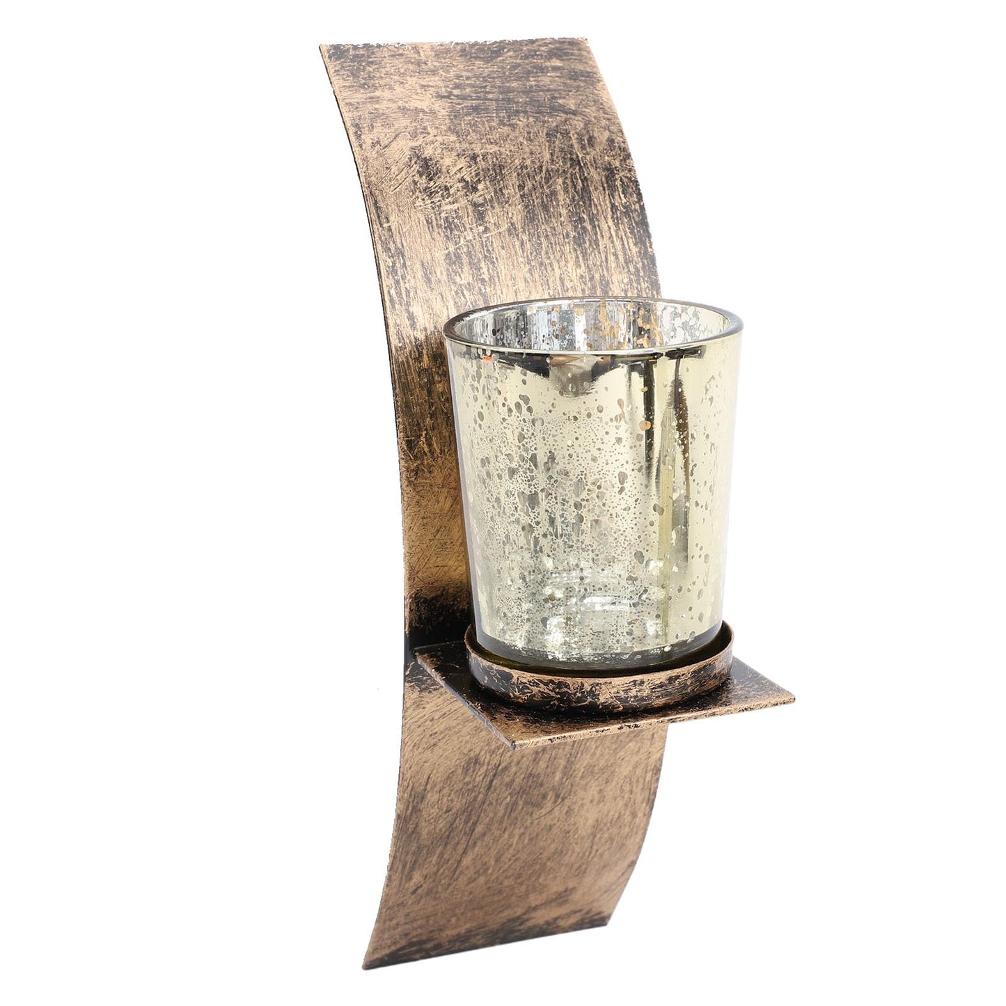 AMONIDA Rustic Wall Candle Holder, Vintage Bronze Iron Wall Mounted Tealight Sconce, Candle Sconce with Transparent Glass Cup, Ideal for Bedroom, Bathroom, Entryway, Hallway &