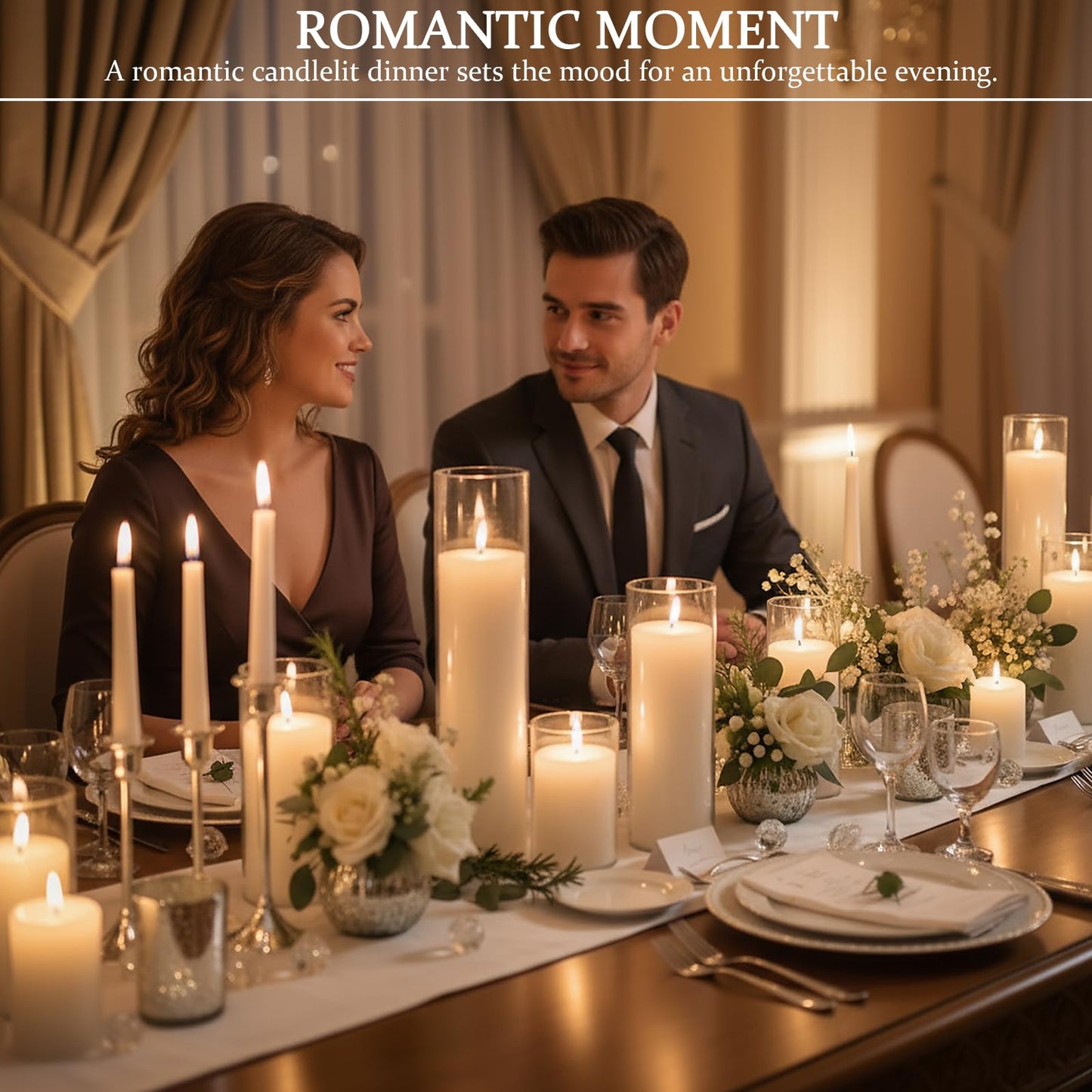 Trxvxo 18 PCS Pillar White Candles in Glass,Hurricane Candles,Wedding Cylinder Candle,3 Different Lengths 2 x 3/6/8 Inch (6 Each),Creating an Atmosphere Suitable for Various Outdoor Activities.