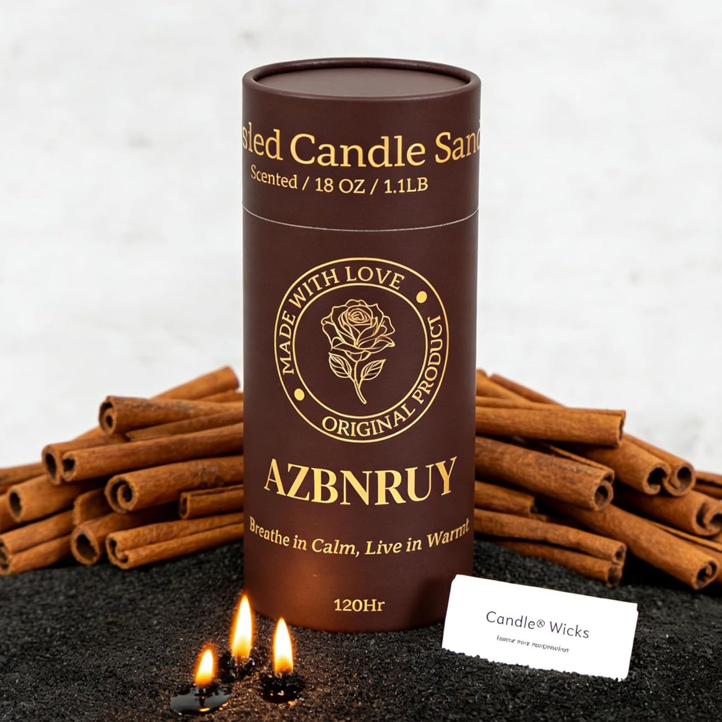 Pearled Candles Sand and 30 Wicks 18 Oz-Refillable Cinnamon Scented Pearled Candle Non Toxic Luxury Long Lasting up to 120 Hours-Scented Pearl Powder Wax Sand Candle Beads Kit for Candles Making Black