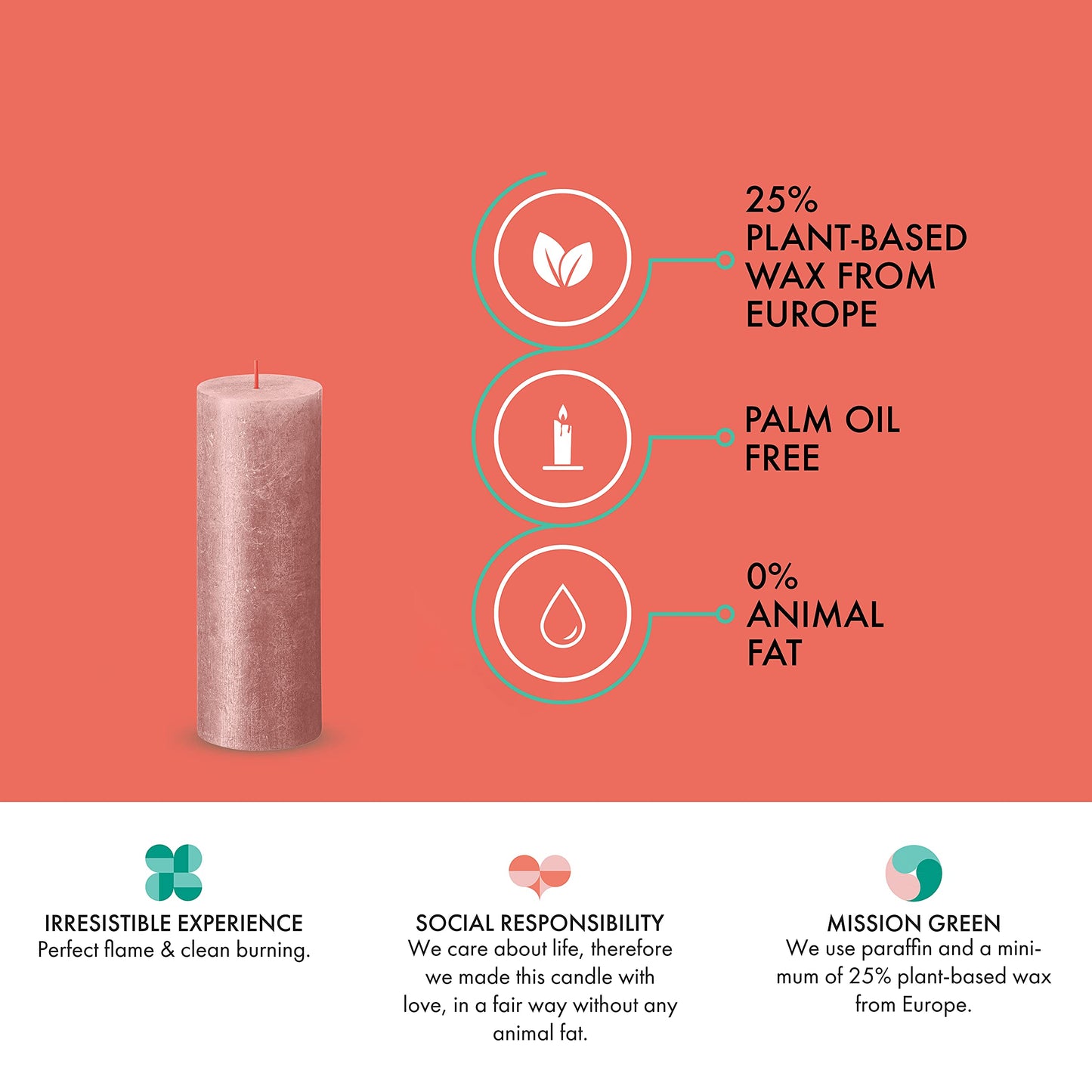 BOLSIUS Pink Shimmer Metallic Pillar Candles 4 Pack - 2.75 X 7.5 Inches - Premium European Quality - Includes Natural Plant-Based Wax - Unscented Dripless Smokeless 85 Hour Party & Wedding Candles