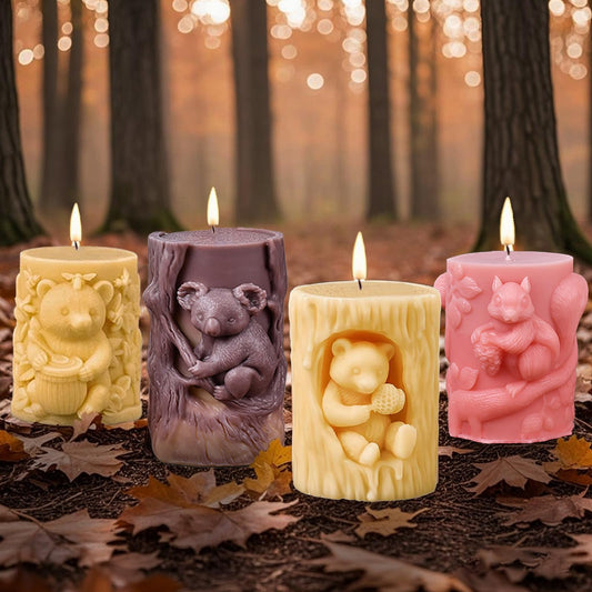 4 Pack 3D Animal Silicone Candle Molds, DIY Bear Koala Squirrel Pillar Candle Molds, Epoxy Resin Casting Molds for DIY Resin Craft, Candle & Soap Making, Perfect for Home Decor