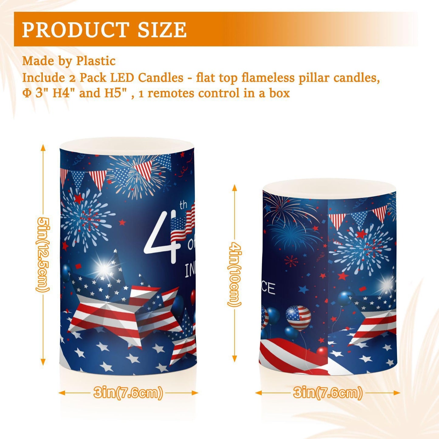 ALAZA American Flag 4th July Happy Independence Day Flickering Flameless Candles Battery Operated Remote Timer,Tea Light Candles LED Pillar Votive Candles Set of 2 for Indoor Decorations