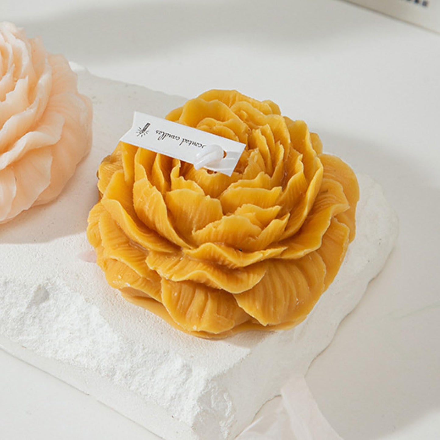 Peony Flower Shape Candles 1 Pack Soy Wax Decorative Candle for Bedroom Home Scented Candle Gift to Friends Family (Orange)