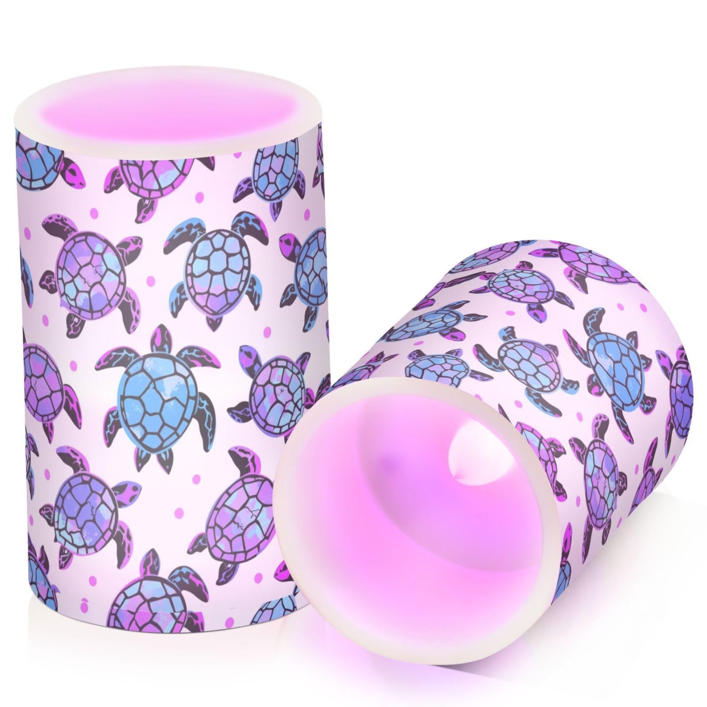 Pigsaly Flameless Candles Battery Operated Bright Colorful Turtles Flickering Led Pillar Candles with Remote Control Colour Changing Warm Light Candles for Halloween Christmas Wedding