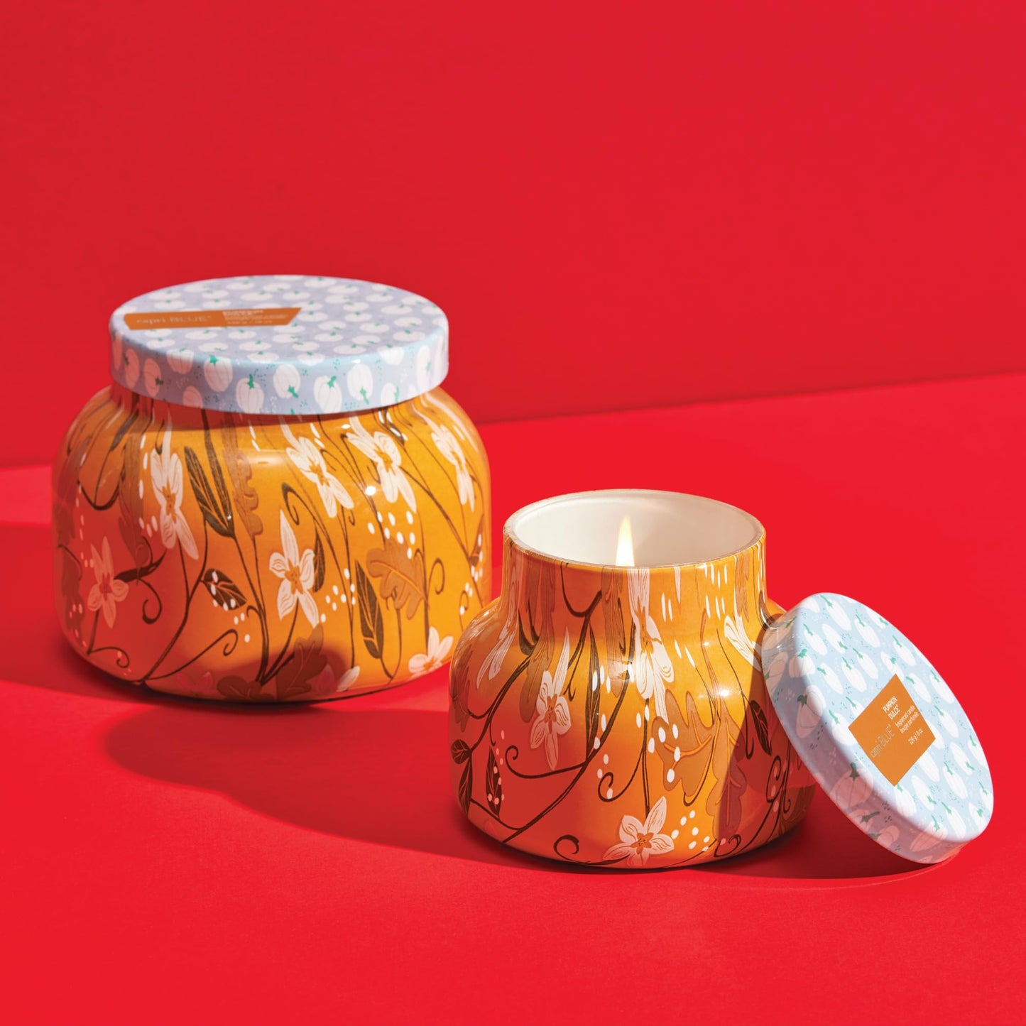Capri Blue Pattern Play Signature Holiday Candle - Luxury Holiday Scented Candle for Home- Long Lasting Soy Wax Blend - Comes in Decorative Glass Jar (Pumpkin Dulce, 8 oz)
