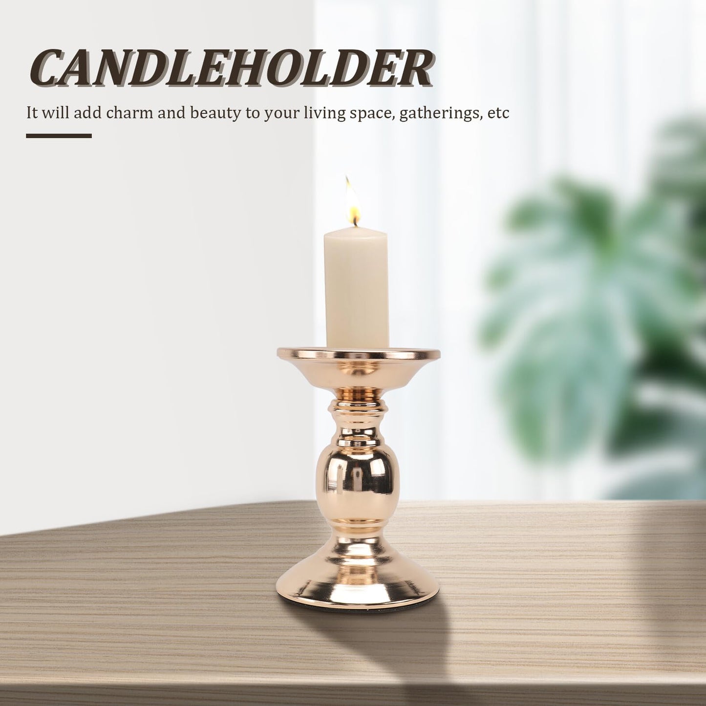 LOORGVEL Classic Design Chic Metal Candlestick Holder 16cm Gold Decorative Candleholder for Tabletop Party and Romantic Dinner Ambient Lighting