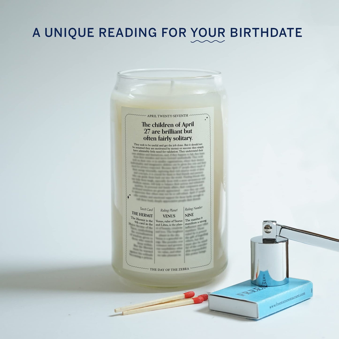 Birthdate Candles, April 27 - Taurus Zodiac Scented Candles Birthday Gift - Cedar, Sandalwood & Eucalyptus Scent - All-Natural Soy & Coconut Wax, 60-80 Hour Burn Time - Made in USA