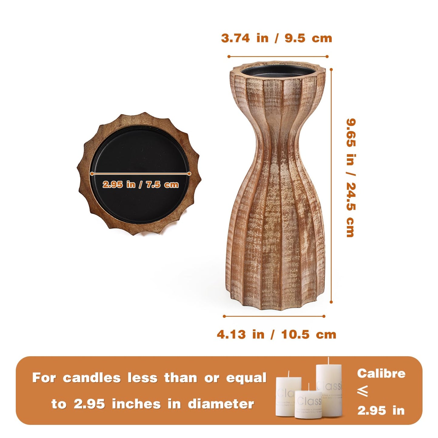 Farmhouse Wooden Candle Holders for Pillar Candles, Brown Prism Rustic Wood Pillar Candle Stands Table Centerpiece Decor for Fireplace, Living, and Dining Room