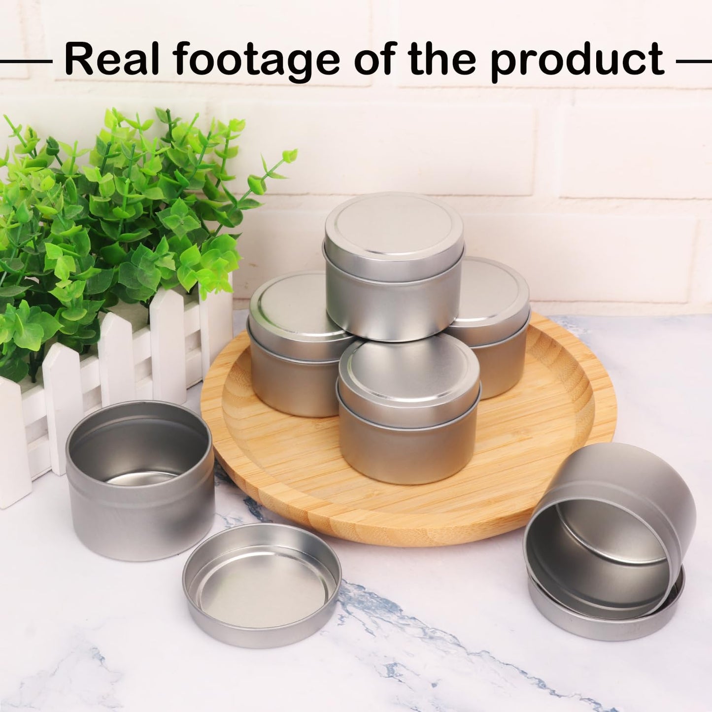 Biugaaufai 72 Pack 4 oz Sliver Metal Candle Tins with Lids, Round Bulk Metal Candle Jar, Matte Finish, Round 4 oz Candle Tins for DIY Candle Making and Storage
