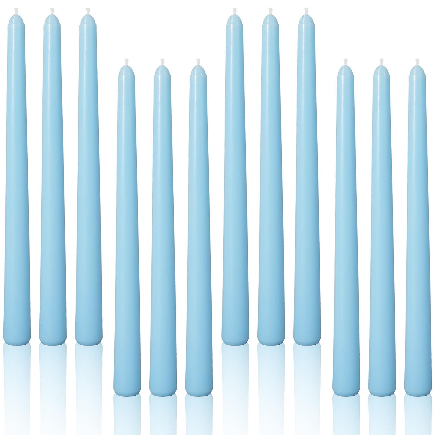 Viyffo Taper Candles, 10 Inch, 12 Pack, Sky Blue – Unscented, Dripless & Smokeless Design, Up to 8 Hour Burn – Long Tall Taper Candlesticks for Wedding, Dinner & Home Decor