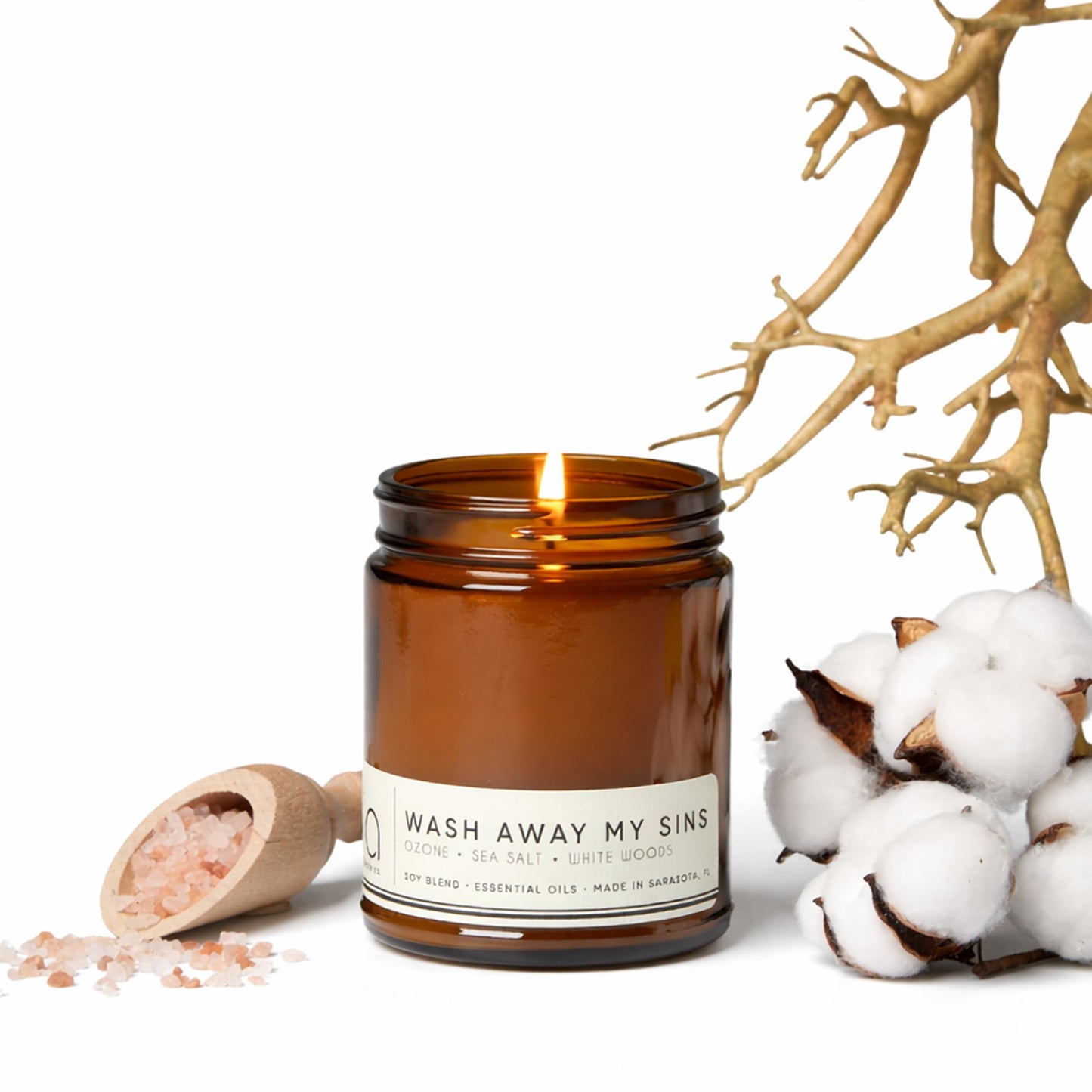 Bia Candle Co. Wash Away My Sins Candle, Sea Salt Lily of the Valley Soy Candle, Moss Ozone, Perfume-Inspired, Hand Poured USA, High Fragrance Load, Lead-Free Wick, Reusable Glass Jar, 7 oz