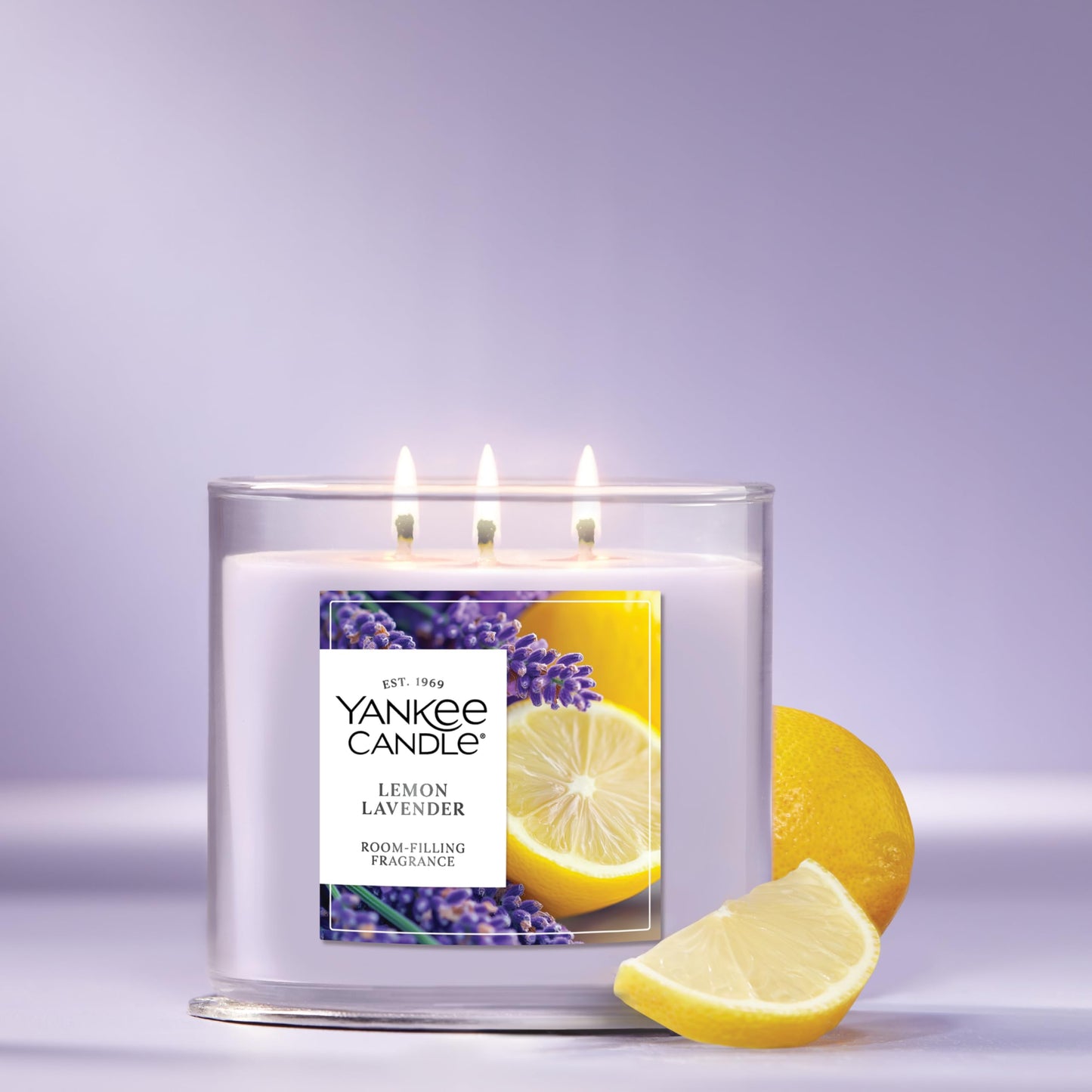 Yankee Candle Lemon Lavender Scented Candle, 14.5oz 3-Wick Candle Jar, Up to 40 Hours Burn Time, Giftable