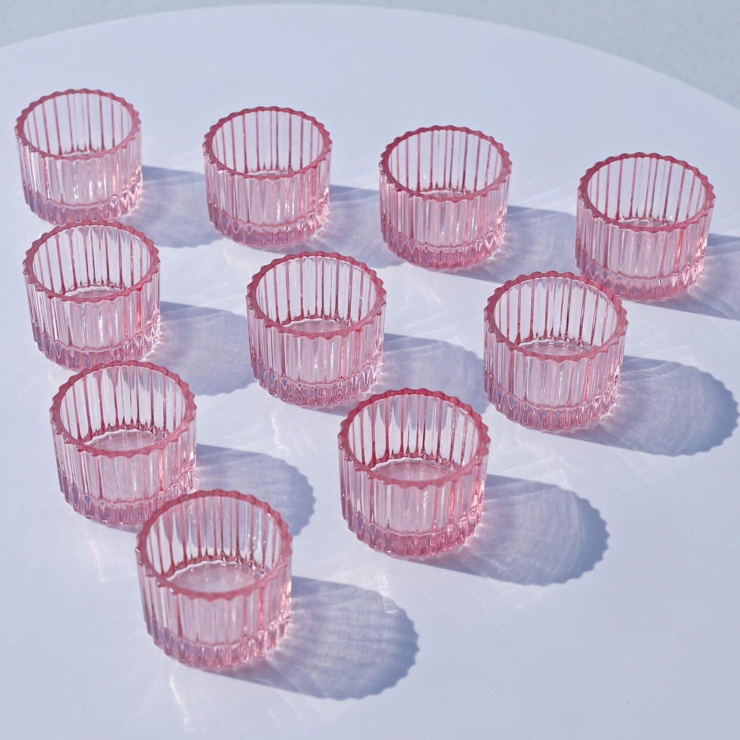 VOHO Pink Candle Holders for Girl Birthday Gifts, 12pcs Tealight Candle Holder for Centerpiece Table Decorations, Glass Candle Holder for Votive Candles & Tea Lights Candles