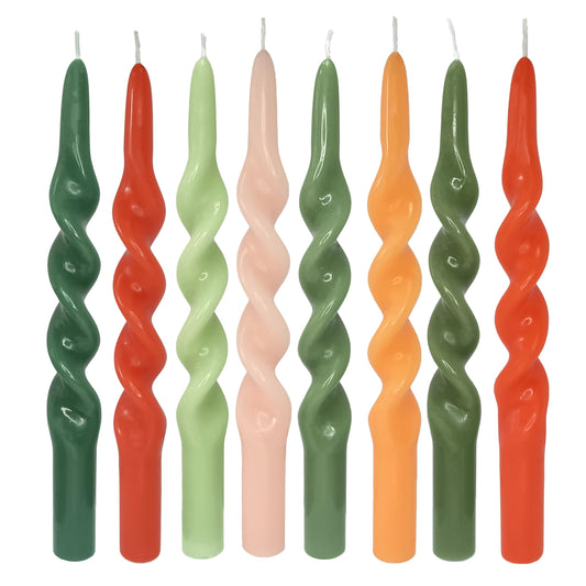Gradient Color Taper Candles Unscented Candles Sticks 10 inch - Set of 8 Green Tapered Candles for Home Decor Kitchen Decor Wedding Decoration