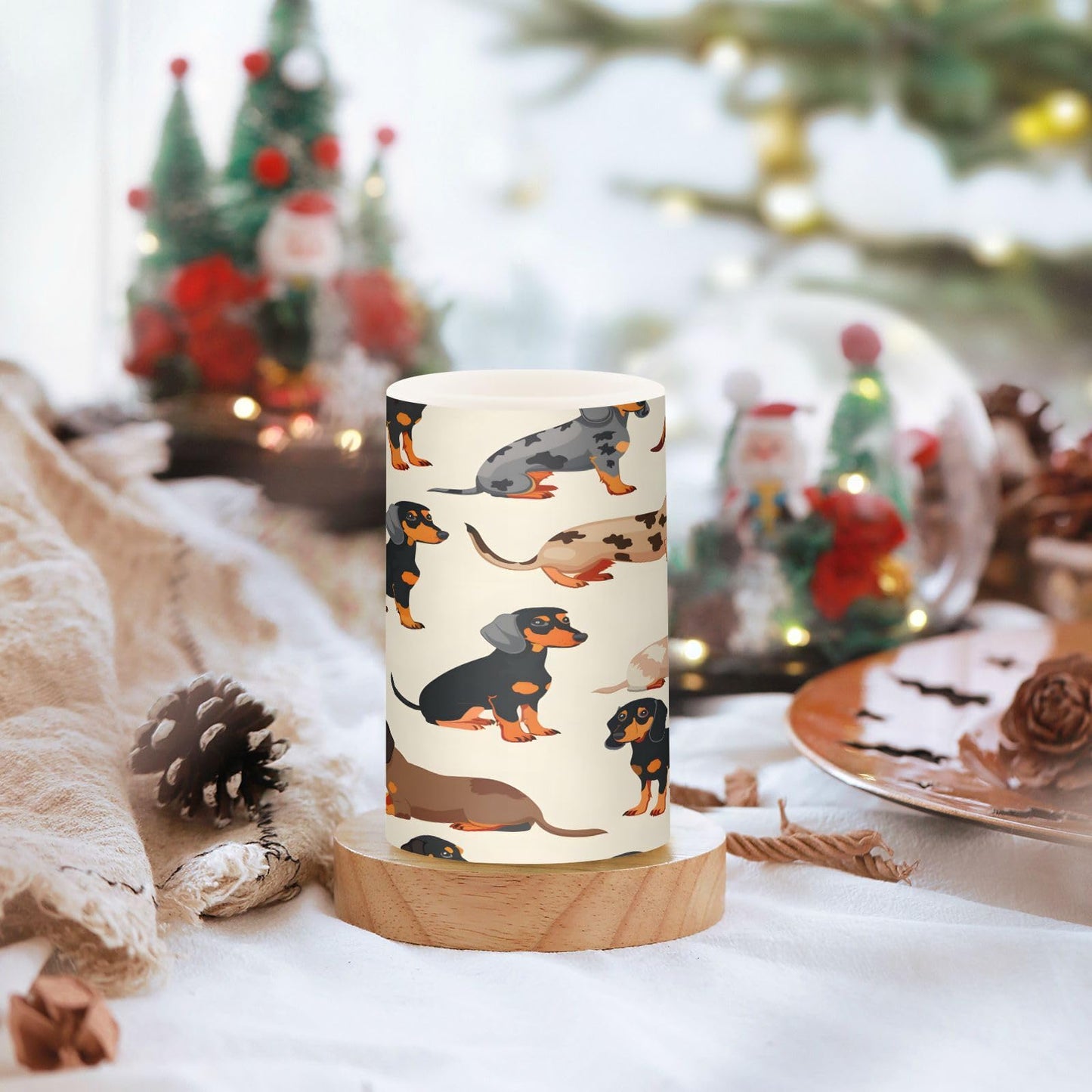 ALAZA Dachshund Breed Animal Seamless Flickering Flameless Candles Battery Operated with Remote Timer,Tea Light Candles LED Pillar Votive Candles Set of 2 for Outdoor Indoor Decorations