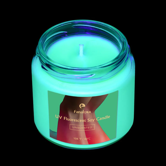 UV Fluorescent Soy Wax Low Temperature Candles, Low Heat Body Safe Candle for Night Party, Unscented, 104 °F, 5 oz (Green)
