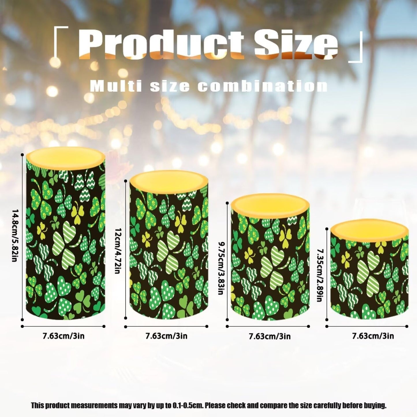 NETILGEN St Patrick's Day Decorative Flameless LED Candles Set of 4 Electric Candles with Remote Timer Control Color Changing, Green Leaf