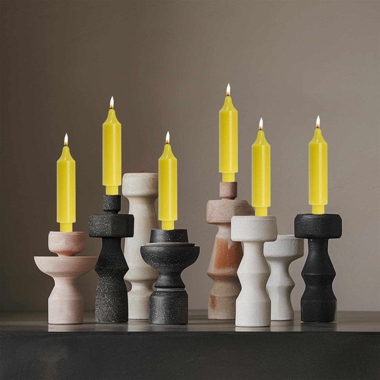 LPUSA Beeswax Taper Candles Short Candle Sticks Unscented Dinner Candle Dripless for Home Decor,Set of 4,Yellow