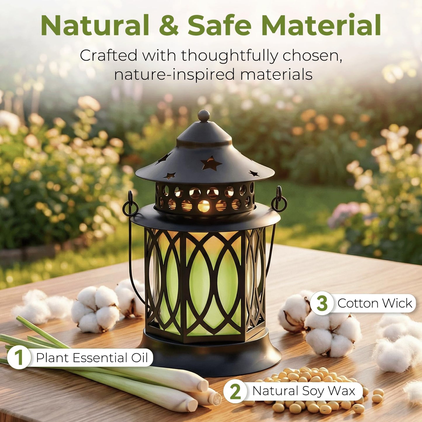 Citronella Candles Outdoor, 2 Pack Lemongrass Scented Soy Wax Candles with Metal Lantern Holder, Outdoor Candle Set for Patio Garden Camping Decor, Gift Set
