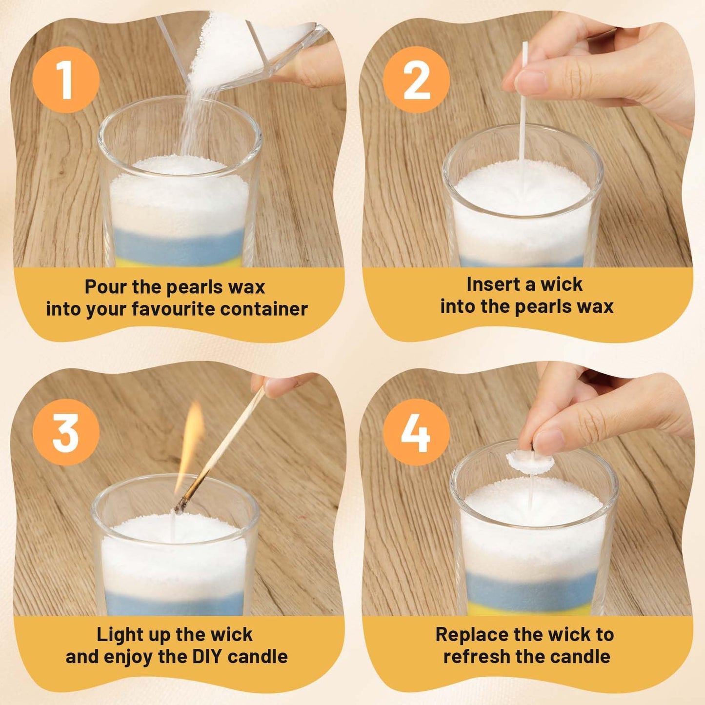 STRN Pearled Candle Sand Wax with 20 Wicks, 7 Scented Candle Beads, Candle Refill Kit, Home Fragrance Decoration for Candle Making DIY, Wedding Party